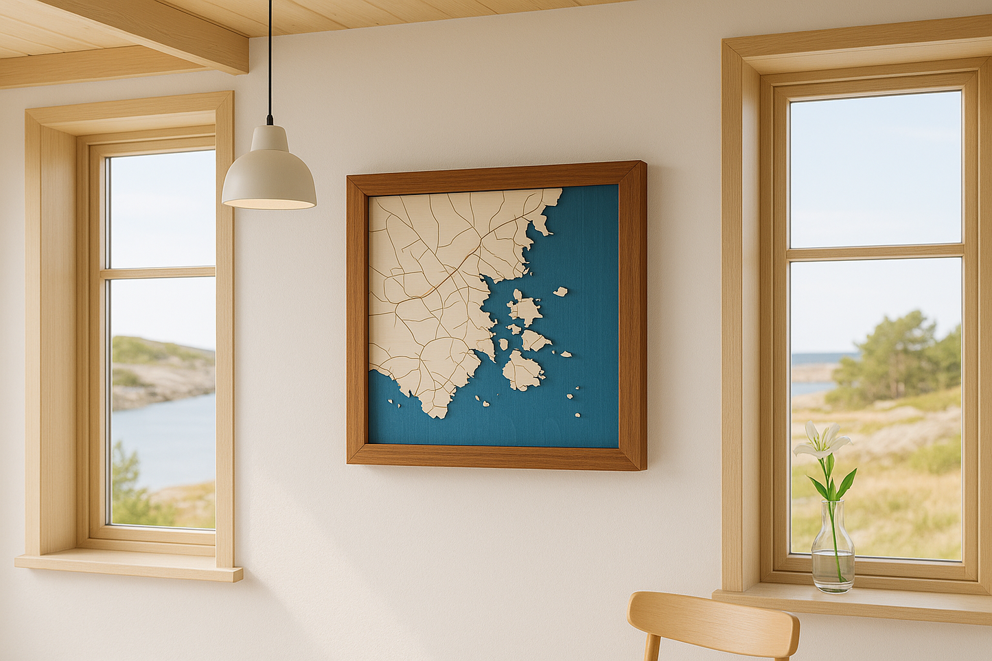 Bönan - kustkarta i björk och teak