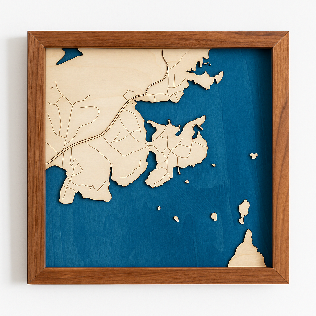 Bönan - kustkarta i björk och teak